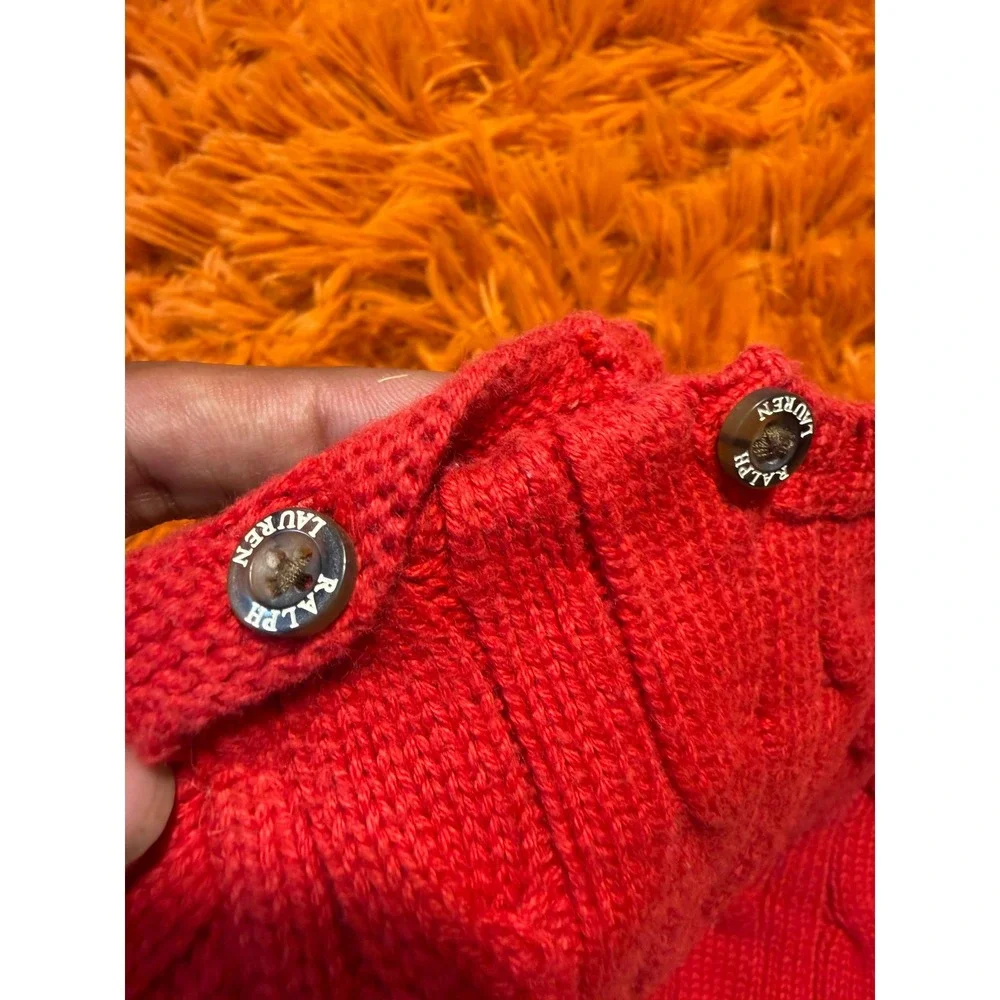 Ralph Lauren Kids Red Cable Knit Cotton Sweater Pony Logo 24M